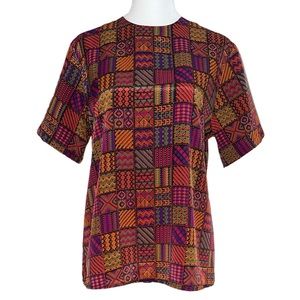 Notations Petite Women’s Short Sleeve Multi Color Blouse Size See Measurements